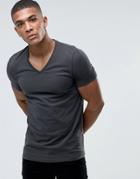 Asos Muscle T-shirt With V Neck - Black