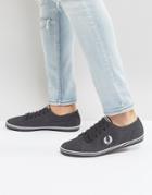 Fred Perry Kingston Twill Sneakers In Charcoal - Gray