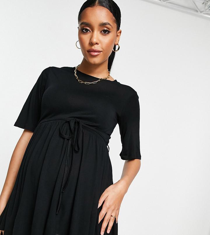 River Island Maternity Tie Waist T-shirt In Black