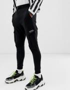 Bershka Skinny Fit Jogger With Cargo Style Pockets In Black