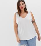 Asos Design Curve Organic Cotton Super Oversized Tank In Washed White - White