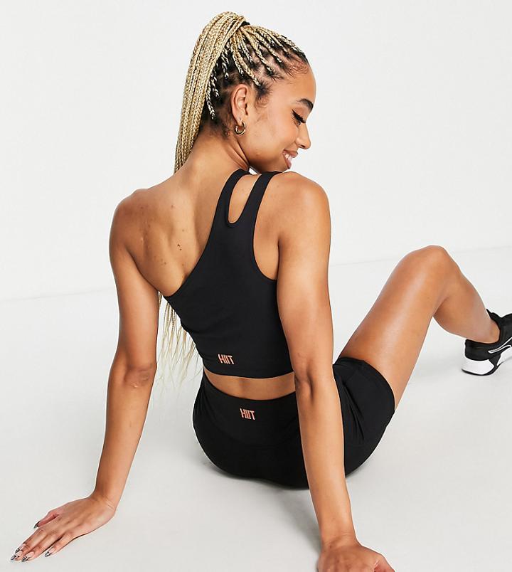 Hiit One Shoulder Crop Top In Black