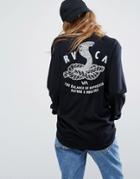 Rvca Oversized Long Sleeve T-shirt With Serpent Back Print - Black