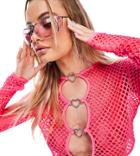 Asyou Festival Ladder Net Heart Cut Out Top In Pink - Part Of A Set