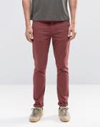 Asos Super Skinny Jeans In Burgundy - Red