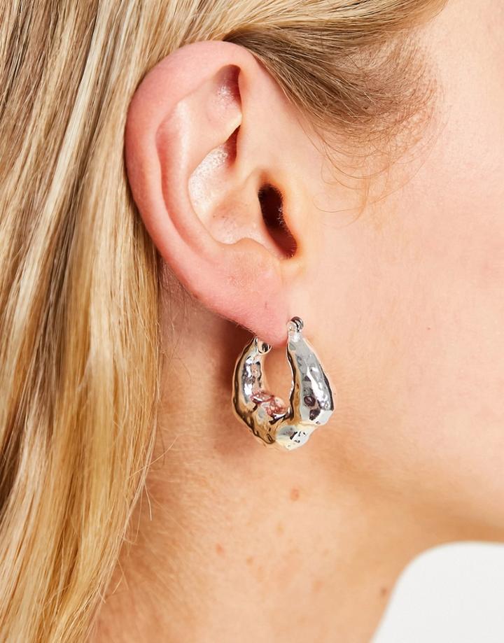 Topshop Chunky Hoop Earrings In Silver - Silver