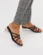 Asos Design Hawaii Strappy Block Heeled Sandals - Black