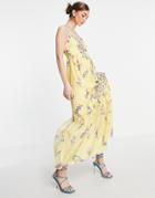 French Connection Flores Sleeveless Maxi Dress In Yellow