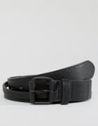 Asos Slim Black Belt With Slit Strap - Black