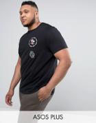 Asos Plus Relaxed T-shirt With Chest Embroidery - Black