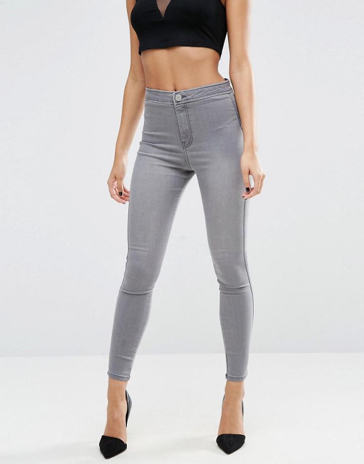 Asos Rivington High Waist Jeggings In Preston Gray - Gray