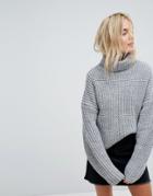Weekday Elongated Sleeve Roll Neck Sweater - Gray
