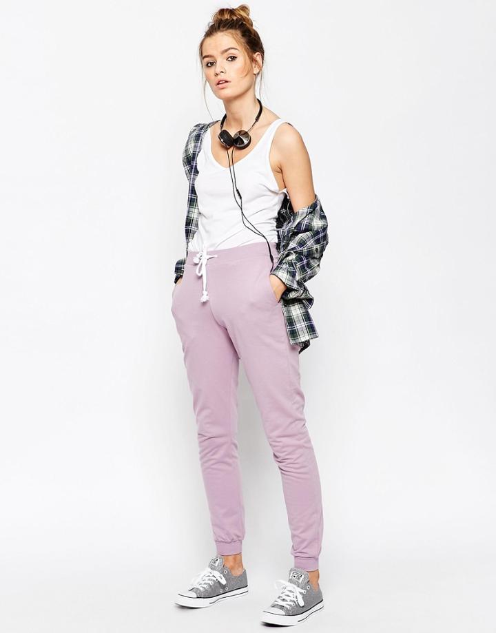 Asos Lightweight Joggers With Contrast Tie - Dusty Purple