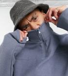 Collusion Oversized Half Zip Sweatshirt In Reverse Loop Back In Charcoal Set-grey