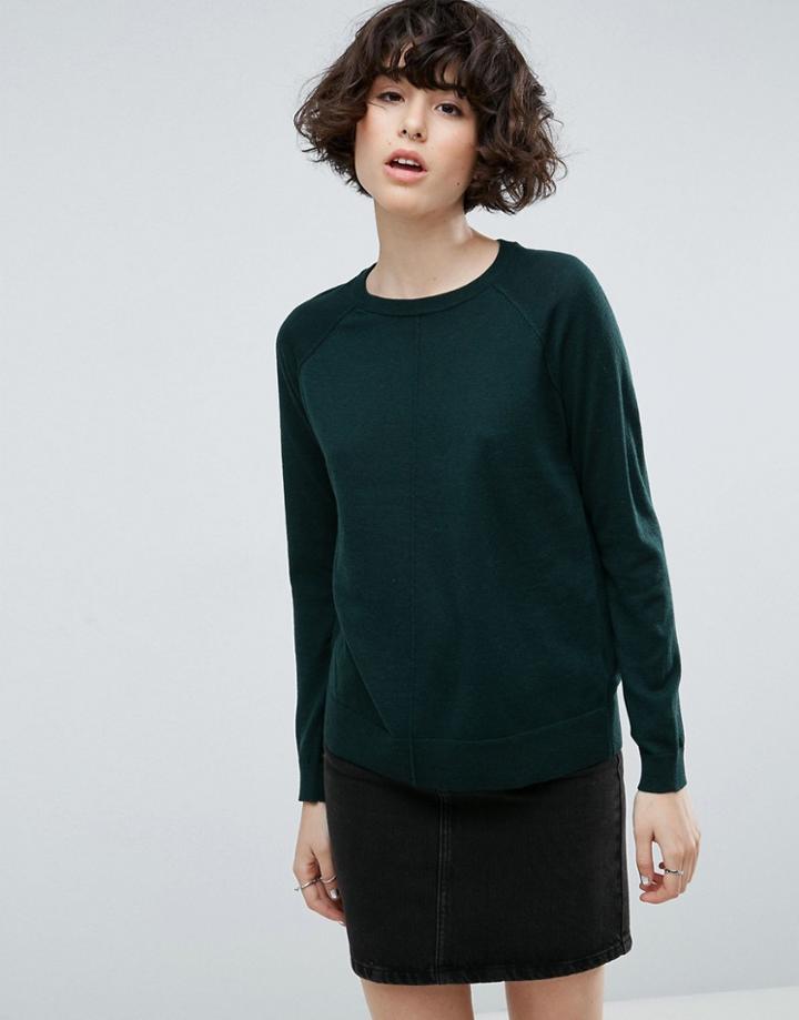 Asos Boyfriend Sweater With Crew Neck - Green