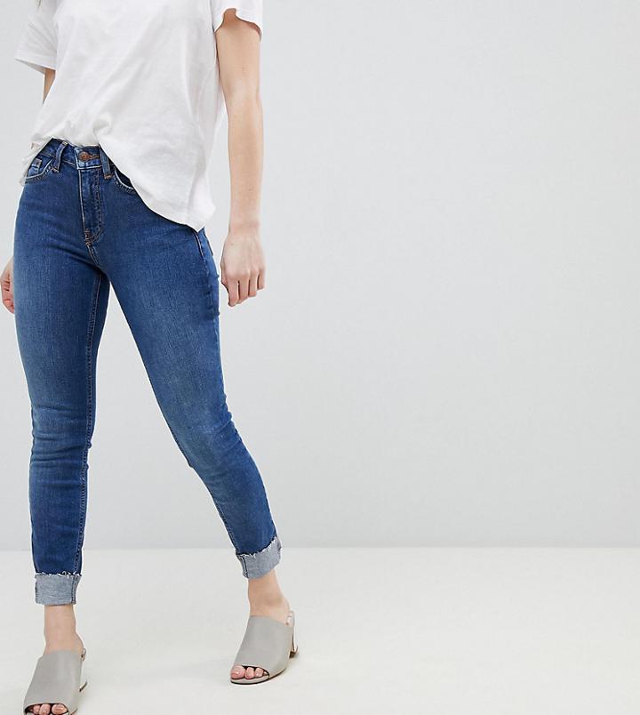 New Look Petite Turn Up Skinny Jean In Blue