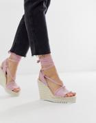 Juicy Couture Tie Ankle Espadrille Wedges - Pink