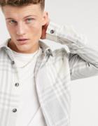 River Island Long Sleeve Checked Shirt In Gray-grey