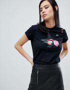 Fred Perry X Amy Winehouse Foundation Rose Lips Black T-shirt - Black