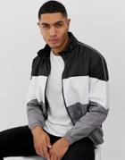 Bershka Color Block Windbreaker With White Piping-black