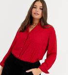 New Look Curve Shirt In Red Polka Dot