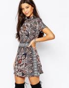 Missguided Printed Shift Dress - Multi