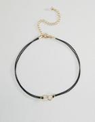 Asos Cord Interlocking Hearts Choker Necklace - Gold