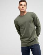 Only & Sons Longline Sweatshirt With Dropped Hem Detail - Green