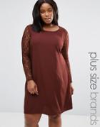 Junarose Plus Clarissa Dress With Lace Sleeves - Red