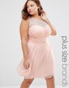 Junarose Plus Clea Skater Dress With Lace Top - Pearl Blush