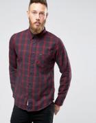 Lee Buttondown Brushed Check Shirt Maroon - Red
