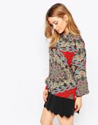 Love Crop Shirt In Paisley Print - Multi