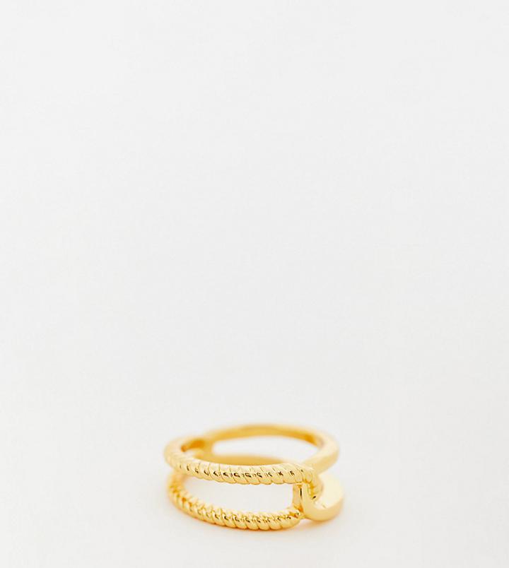 Asos Design 14k Gold Plated Ring With Twist Design