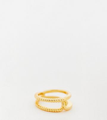 Asos Design 14k Gold Plated Ring With Twist Design