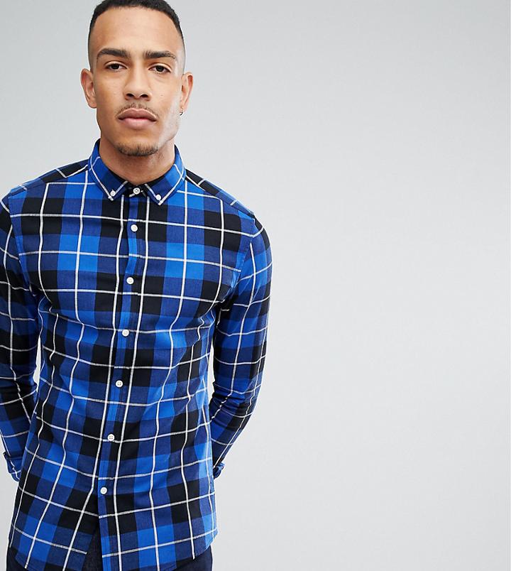 Asos Tall Skinny Check Shirt - Blue