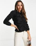 Vero Moda Aware Shirred Cotton Blouse In Black - Black