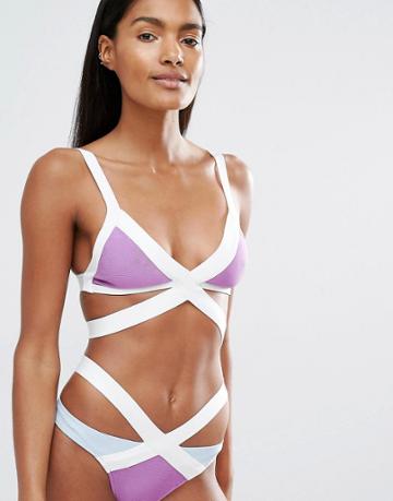 Luxe Lane Bandage Contrast Colour Bikini Top - Multi