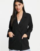 Monki Double Breasted Relaxed Blazer In Black - Part Of A Set