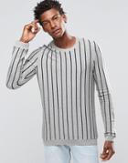Asos Pinstripe Knitted Sweater - Gray