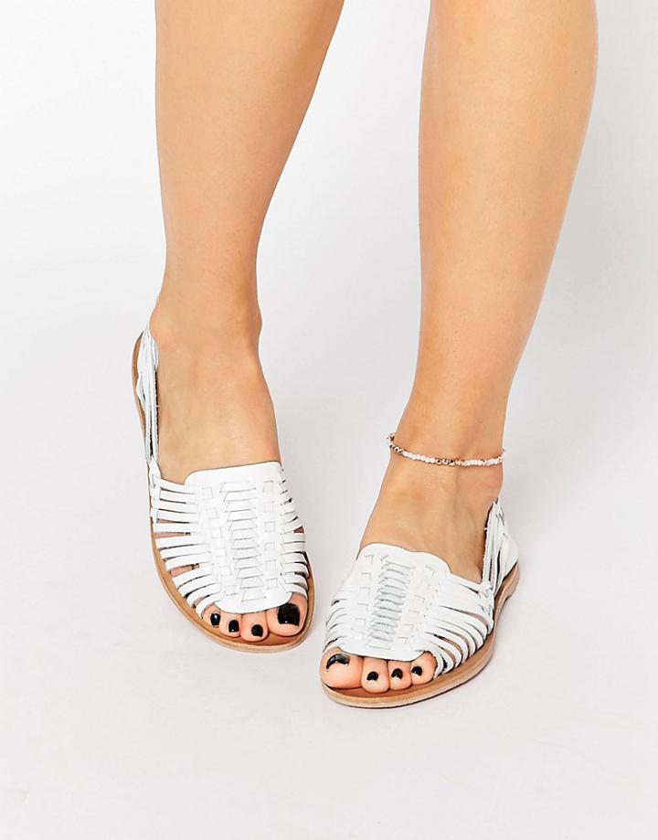 Warehouse Huarache Plaited Sandal - White