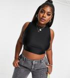 Flounce London Plus Gym Top In Slightly Cropped Length In Black