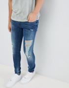 Blend Distressed Super Skinny Jeans In Dark Wash - Blue