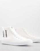 Armani Exchange Icon Hi Top Sneakers In White
