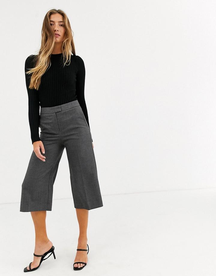 Mango Cropped Tailored Pants In Gray-grey