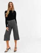 Mango Cropped Tailored Pants In Gray-grey