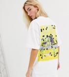 Crooked Tongues Oversized T-shirt With Miami Beach Print-black