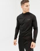 Asos 4505 1/4 Zip Sweatshirt With Bonded Tech Inner Fleece And Thumbholes - Black