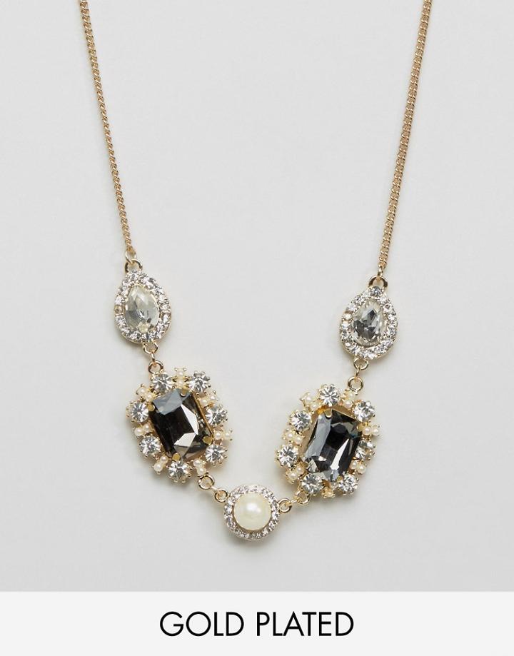 Johnny Loves Rosie Statement Multi Gem Necklace - Gold