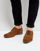 Asos Brogue Shoes In Tan Suede With Contrast Sole And Lace Detail - Tan