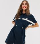 Ellesse Recycled Utility Dress With Drawcord Waist And Contrast Stripe-navy